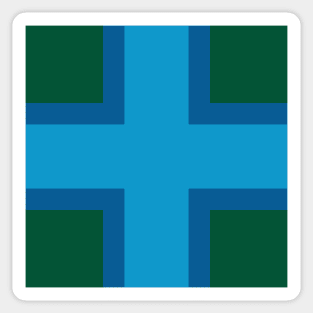 Blue Cross on Green Sticker